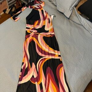 NWT Premier Amour Black/Burgundy Multi-color Dress Size 10